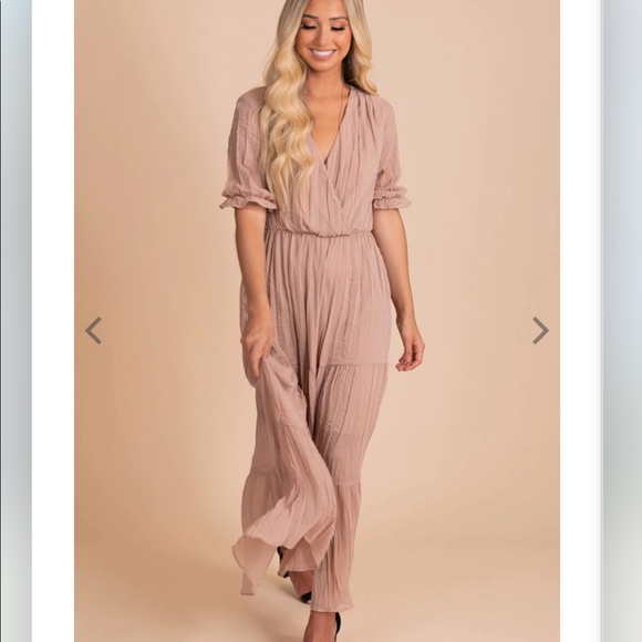 Tan BellaeElla maxi dress. Worn once as a bridesmaid. Size Large - Picture 3 of 3